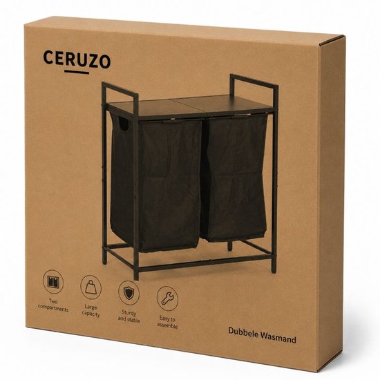 Panier à linge double Ceruzo – Extensible – Tri du linge – Noir