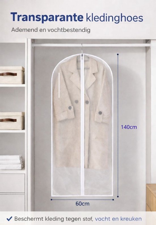 Housses de protection Ceruzo, lot de 5 – 60 x 140 cm – Housse de protection – Blanc transparent