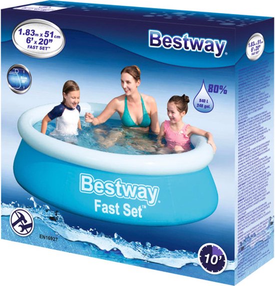 Bestway Kids' Pool - Ø 183 cm - Modèle 57392 - Bordure gonflable