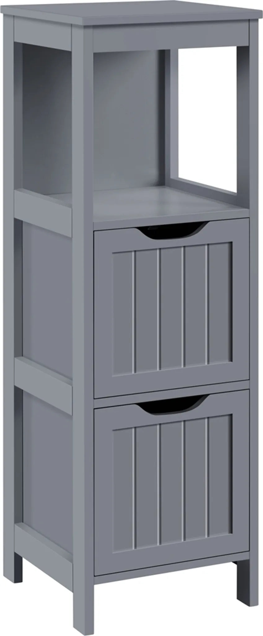 Yaheetech : armoire de salle de bains et meuble de rangement peu encombrant avec 2 tiroirs amovibles, hauteur 89 cm – gris foncé – MDF
