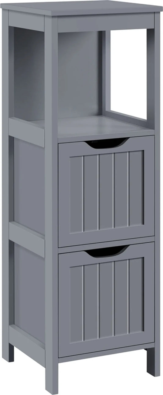 Yaheetech : armoire de salle de bains et meuble de rangement peu encombrant avec 2 tiroirs amovibles, hauteur 89 cm – gris foncé – MDF