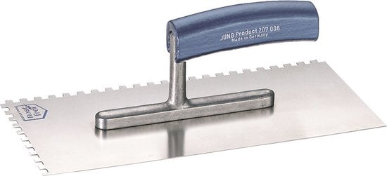 Jung Henkelmann truelle à coller - ROBBIE - manche courbé - 6x6mm dentelé - 280x130mm