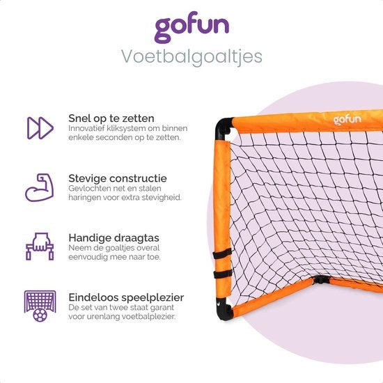 Gofun But de football set de 2 - Buts de football - Buts de football - Buts de football pour enfants - Pliable - 90 x 60 x 60 cm - Noir/Orange