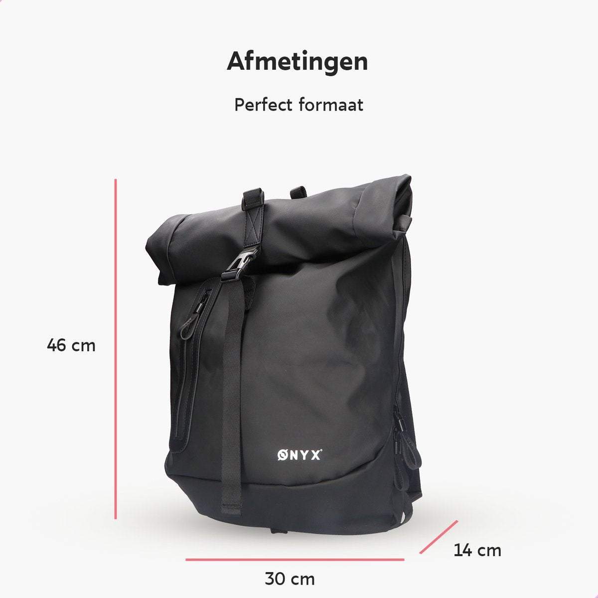 ONYX Rolltop Backpack 25 à 40 L - Avec compartiment pour ordinateur portable - Sac à dos ajustable - Sac de voyage - Imperméable et durable - Noir