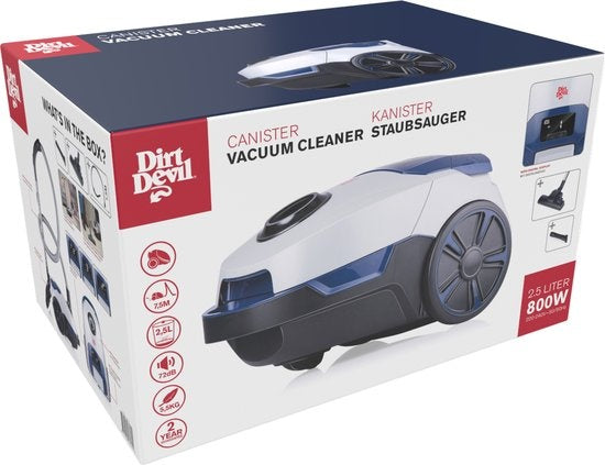 Aspirateur Dirt Devil avec sac DD2002 - Filtre HEPA 10 - 2 accessoires - Blanc
