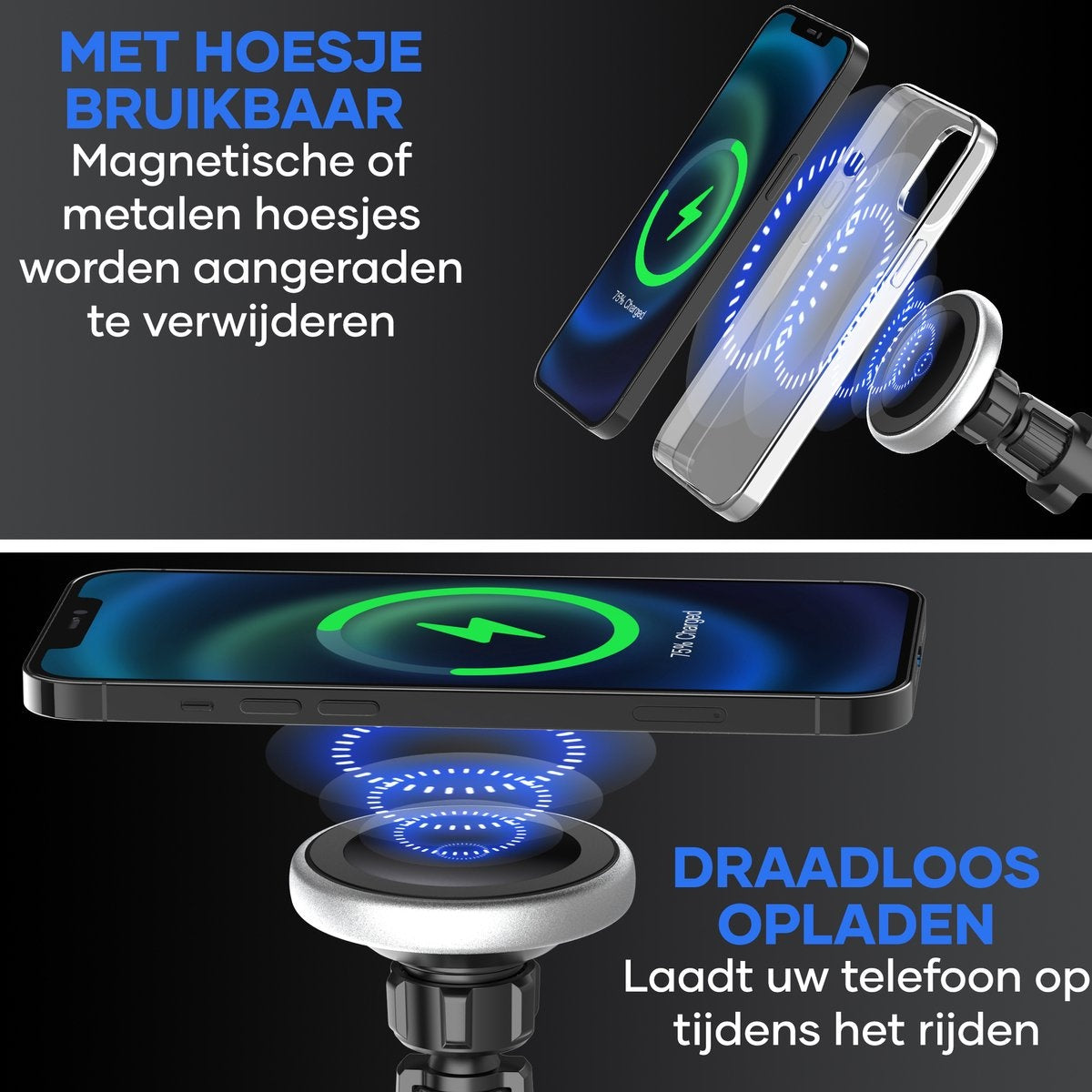 MW® MagSafe Autohouder - GSM Houder Auto - Voor iPhone 12, 13 & 14 - Magnetische Telefoonhouder Auto - MagSafe Autolader - Telefoonhouders Auto Magnetisch