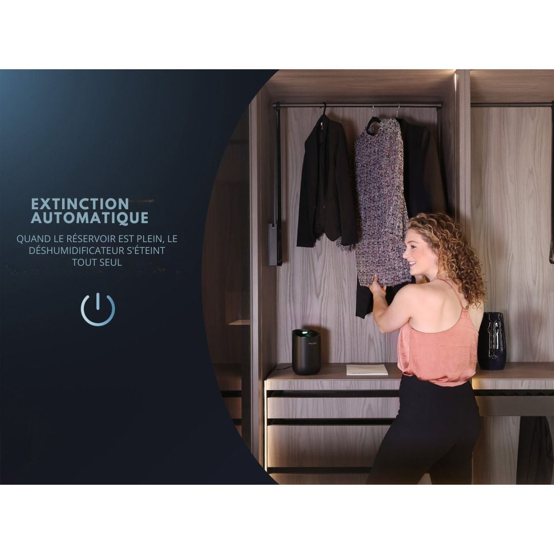 Déshumidificateur silencieux JAP Enivio D3 - Purificateur d'air pour la maison - Chambre à coucher, salle de bain et sous-sol - noir