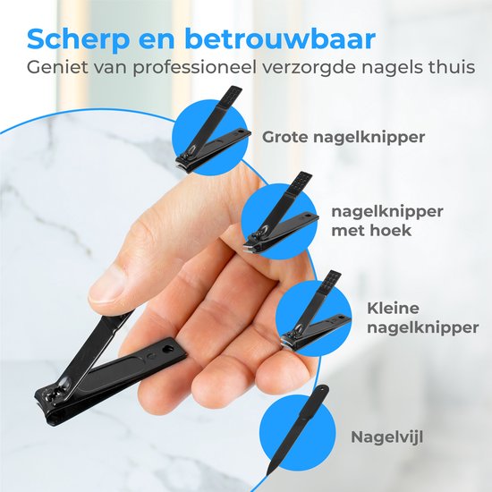 Nuvance - Coupe-ongles - 4 en 1 - Set de coupe-ongles avec lime à ongles - Coupe-ongles - Coupe-ongles de pied - Pour ongles dégarnis