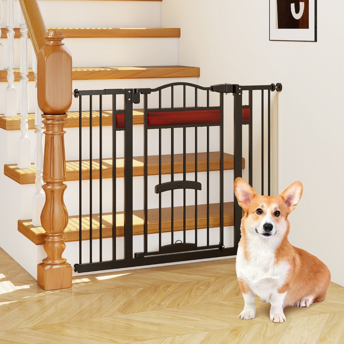 Barrière de sécurité Coast avec petite porte - réglable de 74 à 104 cm - double verrouillage - noir