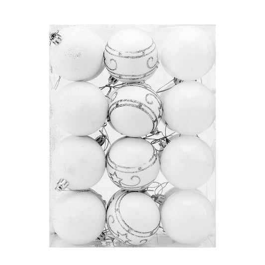 Boules de Noël Deubois - Lumières de Noël - Décoration de Noël - Lot de 24 boules blanches