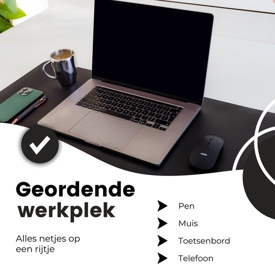 Sous main - WURK Tapis de bureau professionnel en cuir synthétique - Organisateur de bureau - Accessoires de bureau - Tapis de souris XXL- Inclut un clip pour câble - 80x40 - Noir