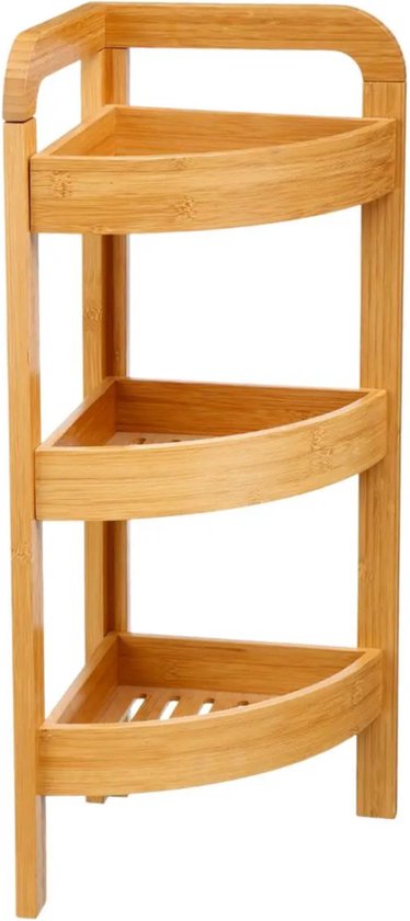 5Five Étagère de douche/de salle de bains, modèle d'angle - bambou - 3 niveaux - 23 x 61 cm