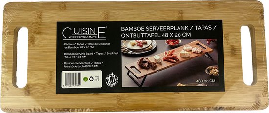 Plateau de service pliable en bambou - Tapas - Table de petit-déjeuner 48 x 20 cm