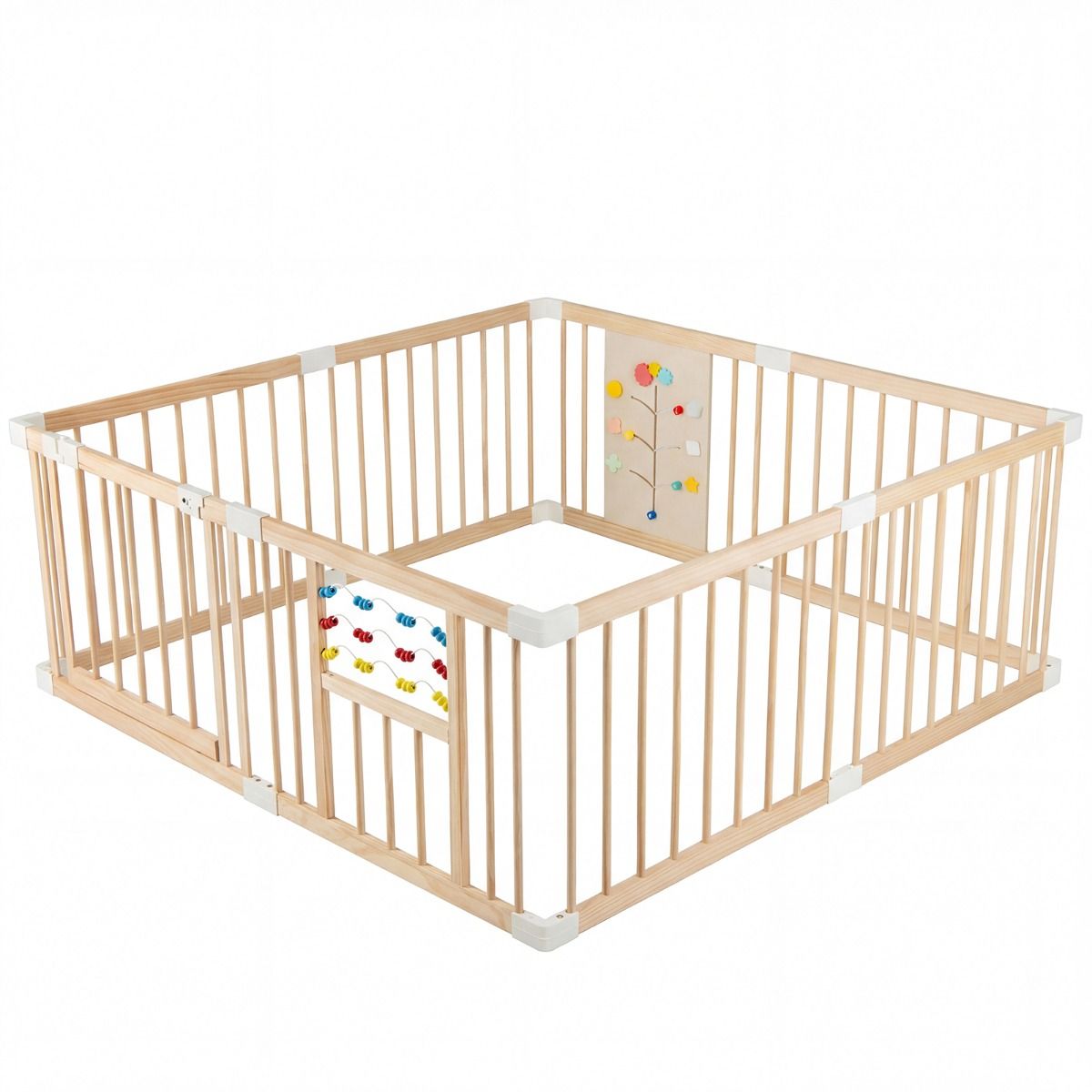 Coast - Parc de jeu en bois pour tout-petits - Double porte verrouillable - Barrière d'activité réglable - Couleur naturelle