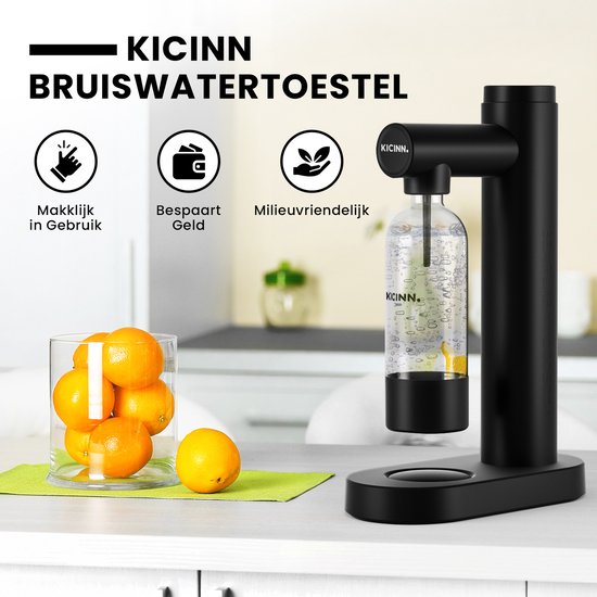 Kicinn Sparkler - Production d'eau gazeuse - Production de soda - avec bouteille effervescente en PET - Noir