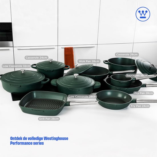 Casserole Westinghouse Performance – Ø 24 cm – Casserole à induction – Avec couvercle – Verte