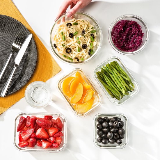 Stosh Freshness Trays - Plateaux pour la préparation des repas - Plateaux de congélation - Verre - 12 pièces - Sans BPA