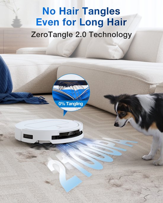 ECOVACS - DEEBOT T50 Omni blanc Gen 2 EU - Robot aspirateur et laveur de sol - Puissance d'aspiration de 21 000 Pa - Robot aspirateur autonettoyant avec système de lavage à l'eau chaude - Station de vidage automatique - Adapté aux poils d'animaux