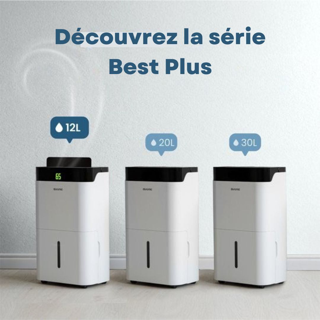 Déshumidificateur et purificateur d'air Auronic - Better Plus Series - Déshumidifie 12L par jour - Réservoir d'eau de 5L - Chambre à coucher, salle de bain, salon et bureau - Blanc