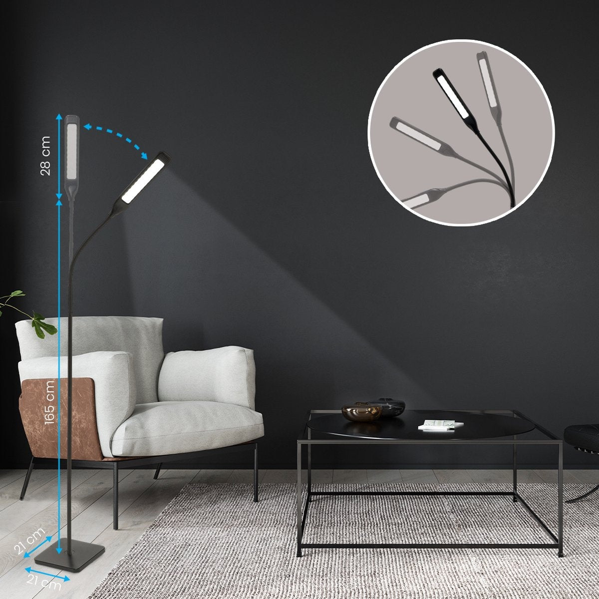 Auronic Floor Lamp - Lampadaire LED - Adapté au salon - Dimmable - Noir