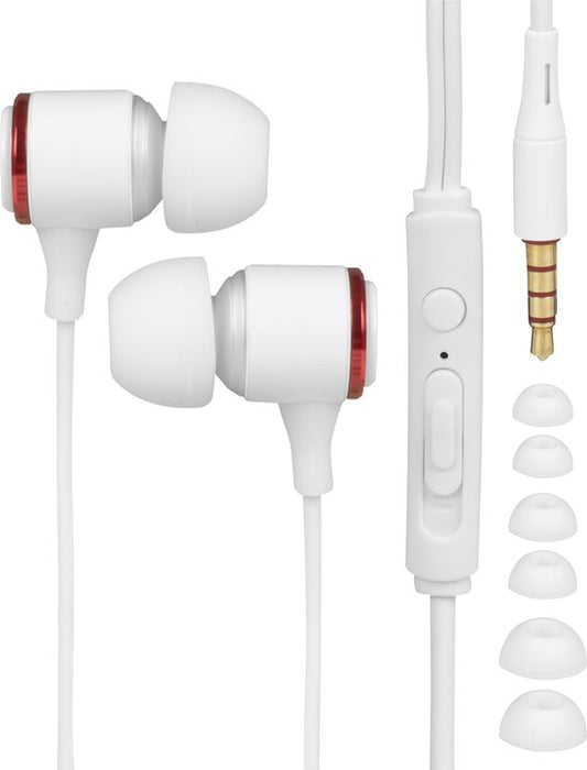 Nuvance - Ecouteurs avec fil - Connexion jack 3,5 mm - Ecouteurs avec fil - Ecouteurs intra-auriculaires avec fil et microphone - Blancs