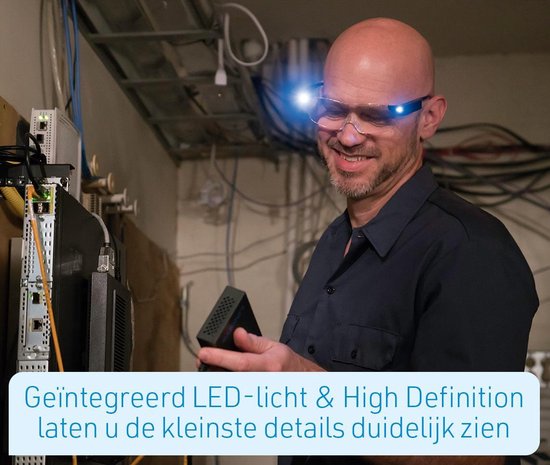 Zoom Magix LED | Lumière LED intégrée et grossissement de 160% | Lentilles en polycarbonate | Mighty Sight | monture durable - lunettes résistantes aux rayures - sûres et confortables | Design unisexe