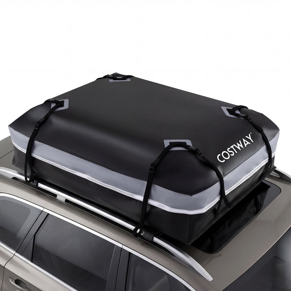 Coffre de toit Coast pour voiture - 600 L - Étanche et antidérapant - Gris