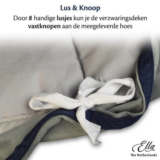 Housse pour la couverture d'aggravation d'Ella | Pour la variante de 2,4kg 90x120cm | Coton bio et tissu minky | Bleu et gris