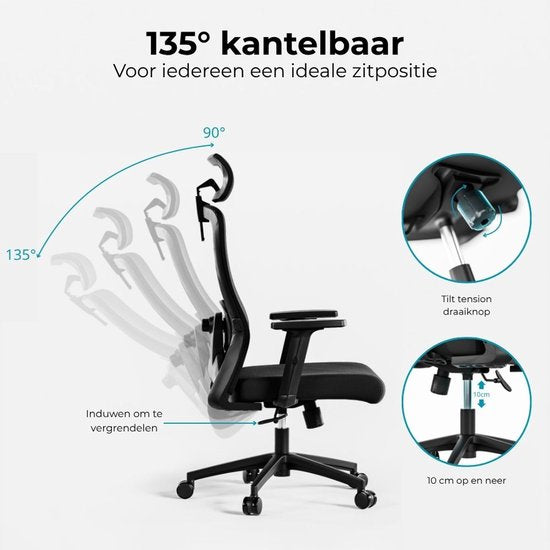 Organess® Ergonomic Office Chair - Office Gaming Chair - Chaises de bureau pour adultes - Game Gaming Chair - Max. 150 kg