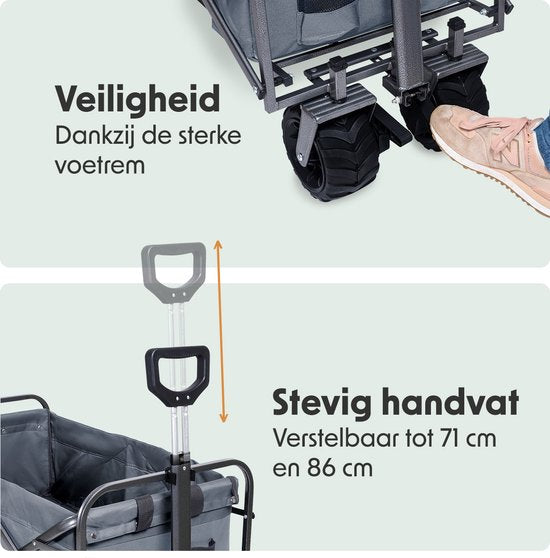 LifeGoods Wagon - Pliable - Capacité de charge 80KG - 94L - Polyester lavable - Gris