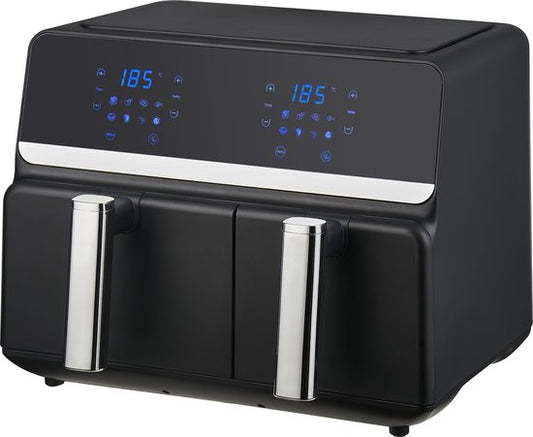 Double Airfryer XXL Nexxt Digital - Friteuse à air chaud avec écran tactile - Capacité 5,5 + 3,5 litres - 8 programmes de cuisson - Noir