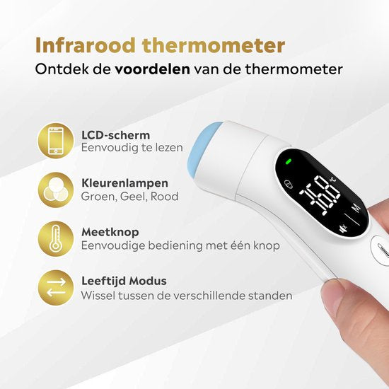 MostEssential Thermomètre infrarouge PRO Edition - Thermomètre auriculaire - Thermomètre de fièvre - Thermomètre frontal - Thermomètre corporel - Thermomètre de fièvre pour adultes, enfants et bébés - Sans contact - 20F