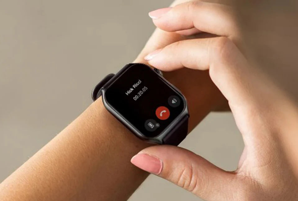 Montre connectée Vlectro 2.0 - Rectangulaire - Écran HD de 2 pouces - Appels via Bluetooth - Noire