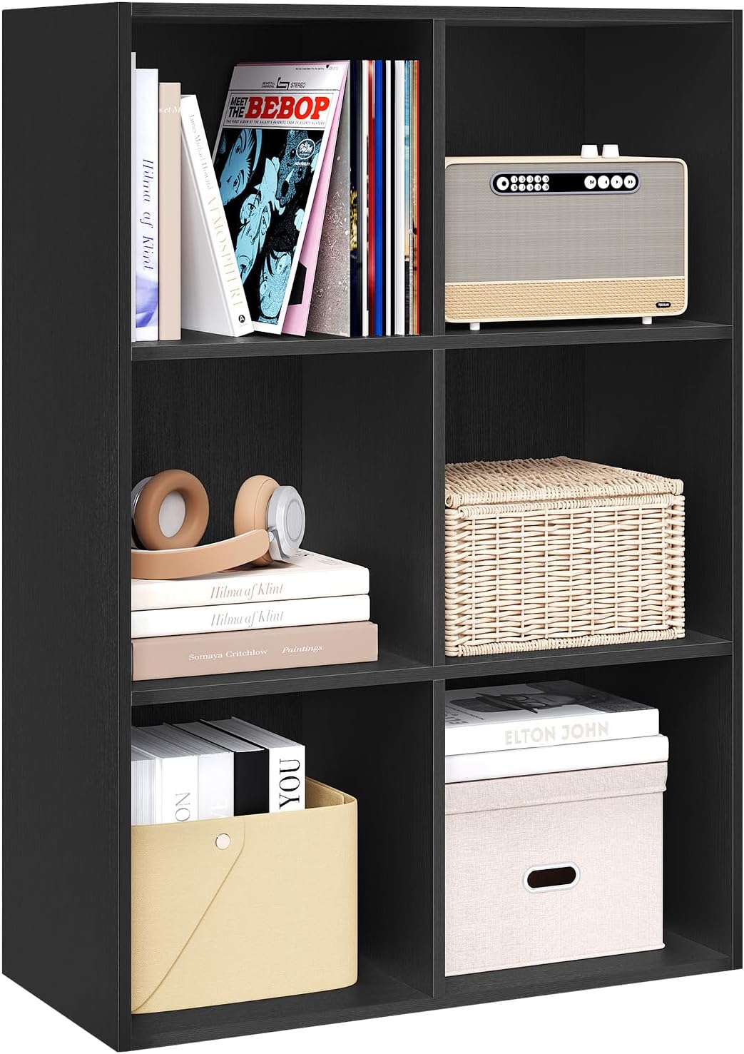 Bibliothèque Woltu à 6 compartiments - Meuble de rangement cubique - Noir - 59,6 x 29 x 89 cm