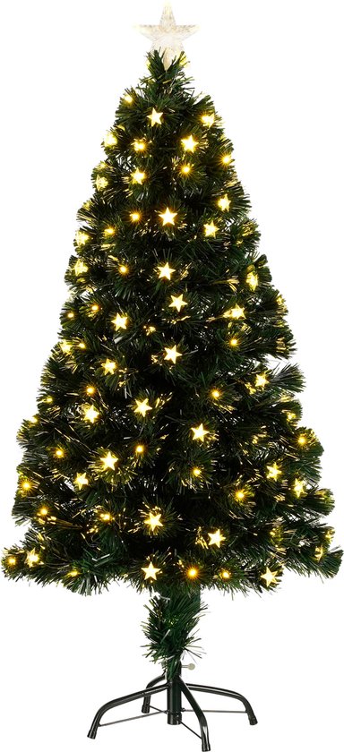 Luca Lighting Arbre de Noël artificiel Mercure avec éclairage LED en fibre optique - H150 x Ø65 cm - Vert
