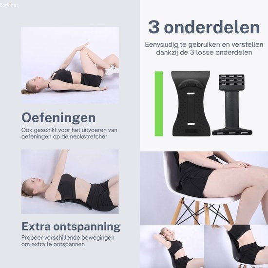 Appareil de massage du cou - EarKings - tirateur de dos avec massage du cou - Étirateur de dos - Vert