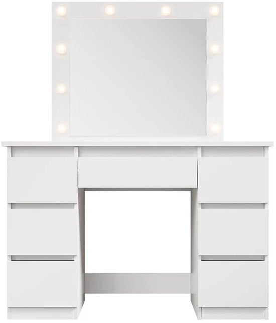 Talea dressing table / Table de maquillage - Miroir et LED inclus - Blanc