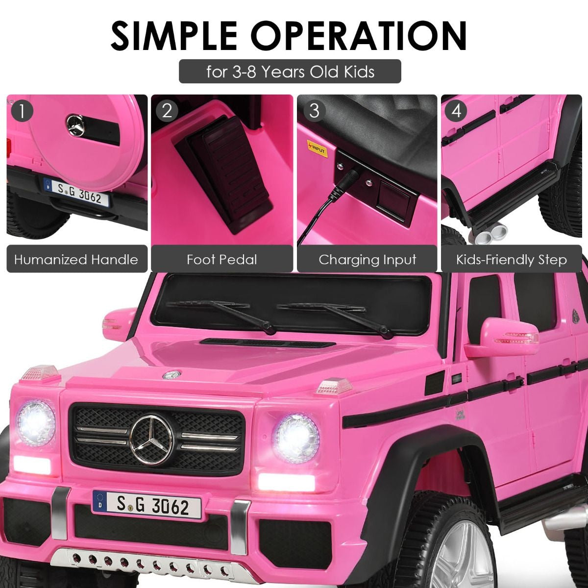Coast Voiture électrique pour enfant - Mercedes Benz - jusqu'à 8 ans - Max. 30 kg - Rose