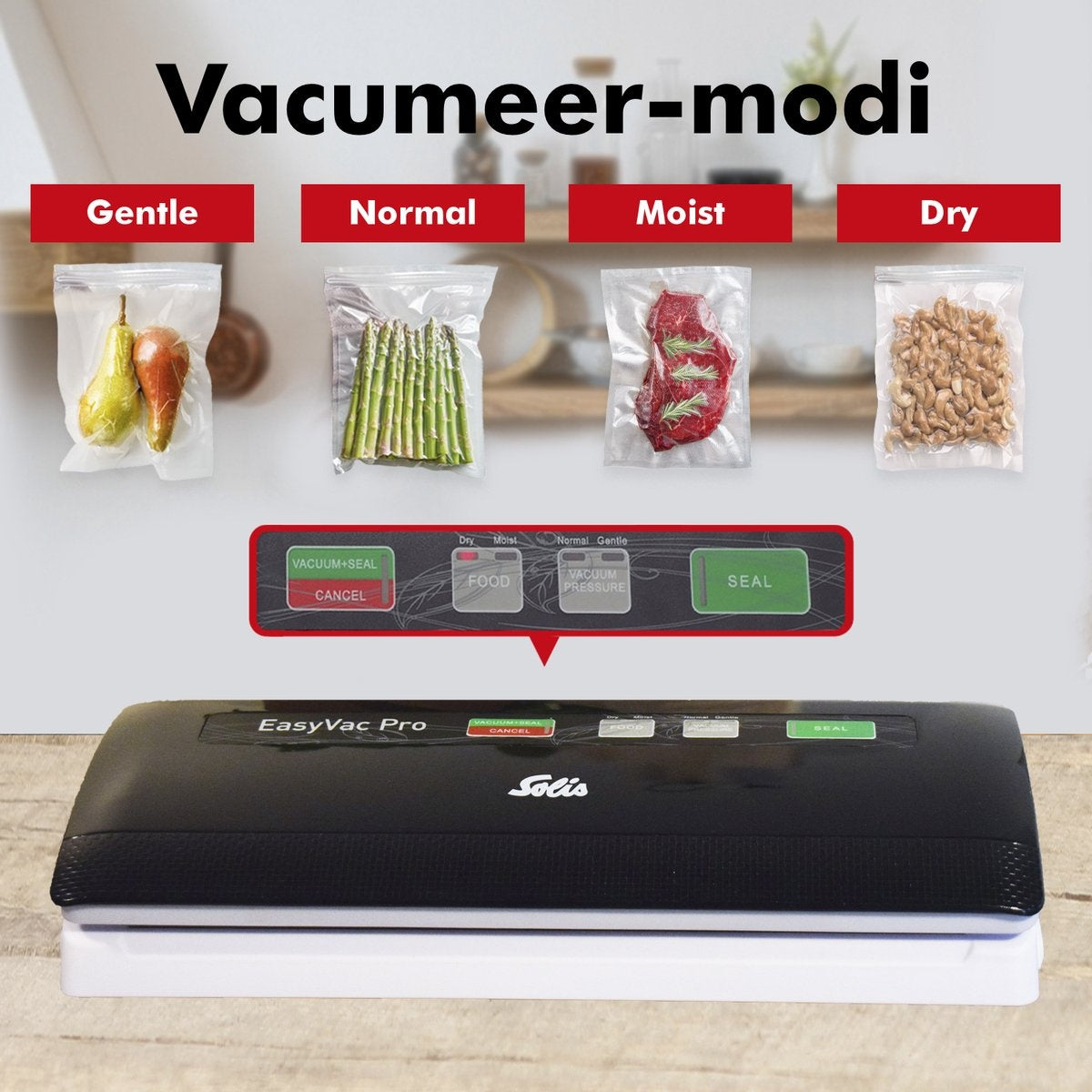 Machine sous vide - Solis - Avec raccord de tuyau - Noir/Gris