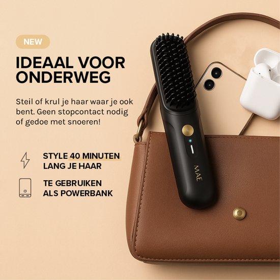 MAE® Touch Up - Brosse lissante sans fil - Brosse chauffante - Lisseur sans fil