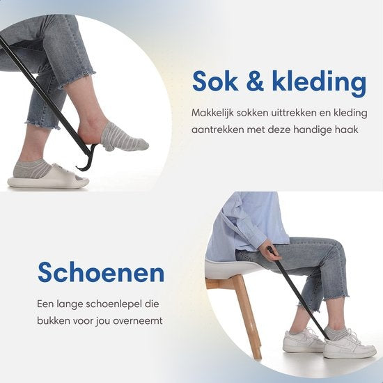 Chausse-pied Safe Life long - 3 longueurs - Comprend un bâton de pansement et une chaussette - Fonction 3 en 1