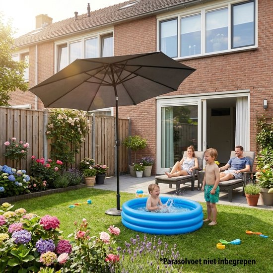 Parasol à mât Tristar - 300 cm, rond - Jardin et balcon - Inclinable - Housse de protection incluse - PA-7903 - Gris foncé