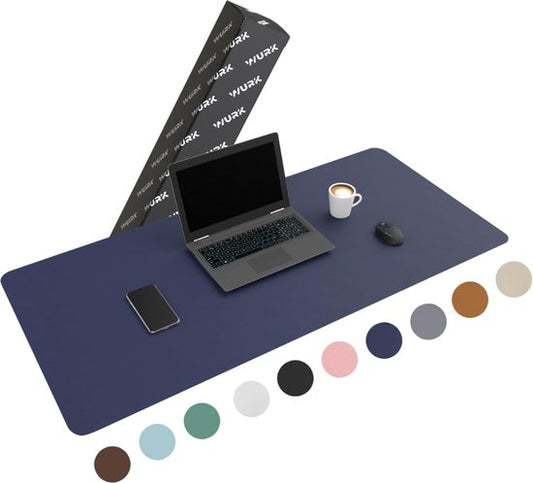 WURK Tapis de bureau professionnel [120 cm x 60 cm] - Tapis de souris XXL - Tapis de souris - Grand tapis de bureau multifonctionnel - Tapis de bureau [Bleu foncé].