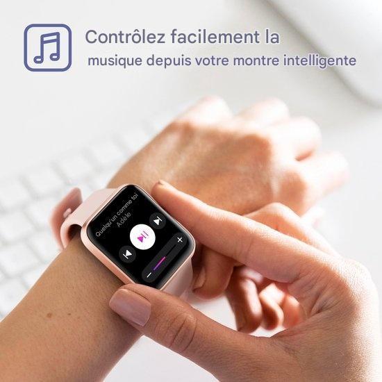 Montre Connectée - Lunis - Écran Tactile - Compatible avec Apple & Android, pour Femme et Homme - Or Rose / Rose
