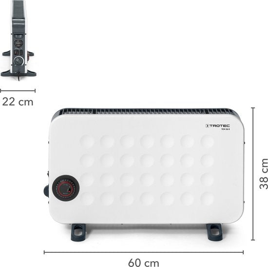TROTEC Chauffage électrique - Convecteur - TCH 26 E - minuterie - programmable - 3 réglages - protection contre la surchauffe - protection contre le gel