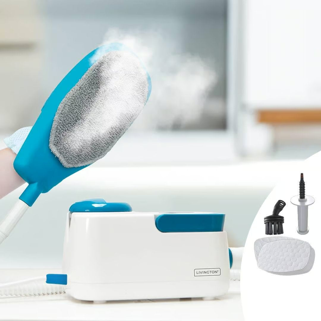 Nettoyeur vapeur à main Livington - Conception ergonomique - Format compact - Nettoyage sans produits chimiques