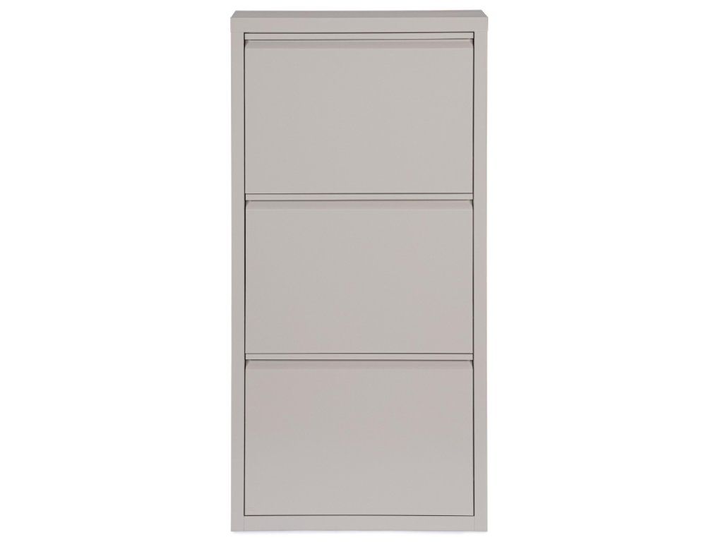 Étagère à chaussures Bizzotto Eyvin - 3 compartiments - Portes basculantes - Métal - 50 x 15 x 106 cm - Taupe