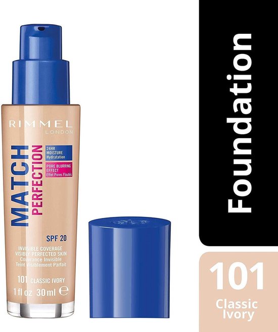 Fond de teint Rimmel Match Perfection - 101 Classic Ivory