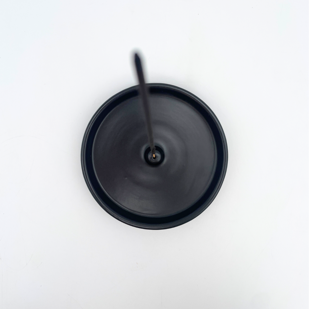 Porte-encens « A Sunny Day » en céramique - Noir - Rond - Ø 13 cm