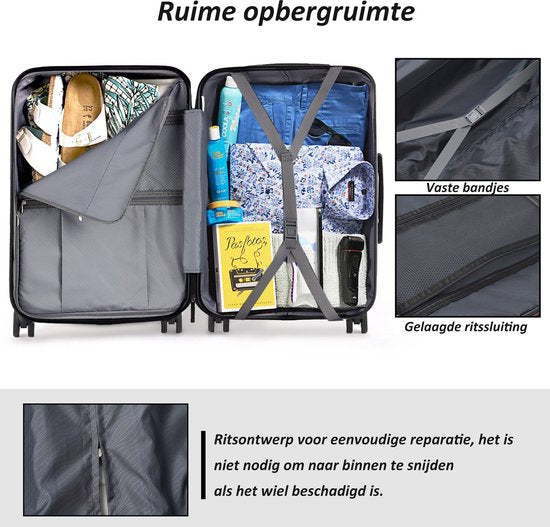 Valise cabine TAN.TOMI 41 L – Coque rigide en ABS – 4 roues – Serrure à combinaison